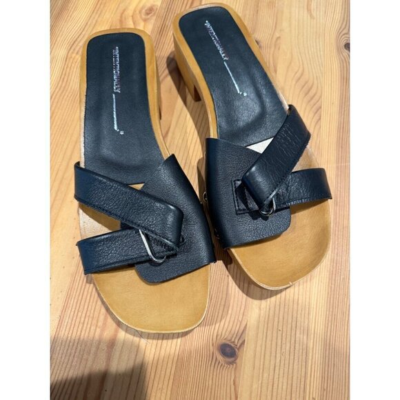 Free People x Intentionally Blank Cleo Wooden Clog Sandal Black Size 37 US 7 NEW - Picture 2 of 6